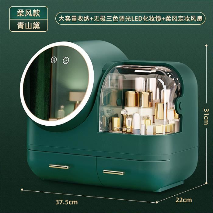 Organisateur Maquillage Avec Tiroirs - Boîte Rangement Coiffeuse Blanc Crème - Grands Compartiments - En PET+ABS - Pour Salle De Bain, Chambre - 11