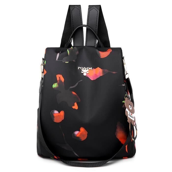 Sac à Dos Femme DEEVORCA Mode Décontracté - Cuir PU Imperméable, Anti-vol, Multifonction (30x12x31 Cm), Pour École, Travail, Voyage [Rouge] - 3