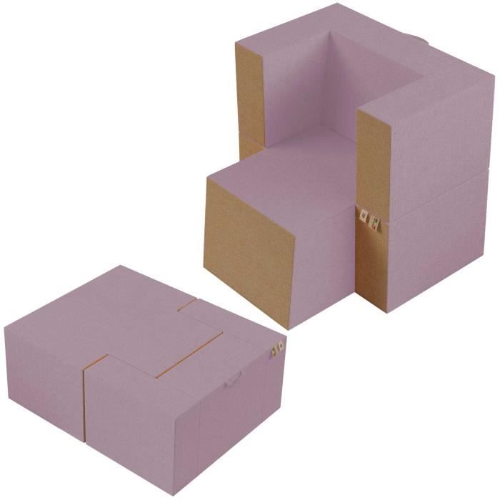 canapé fauteuil pouf praticha en mousse sofa avec repose-pieds 1 places tissu dehoussable et lavable couleur lilas