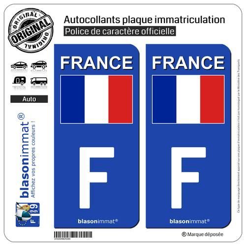 blasonimmat 2 Autocollants Plaque immatriculation Auto F France Identifiant Europ/éen Fond Rouge