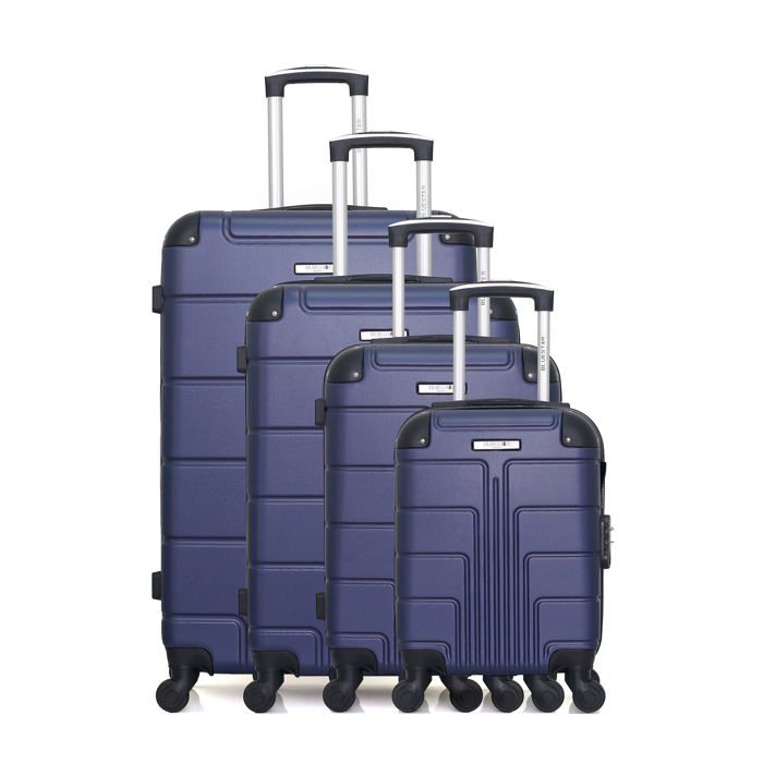 Set 4 Valises Rigides Sous Vide - Valise Cabine 55cm + Sac Voyage + Trousse - Bleu Paon - Polypropylène - Roues 360°