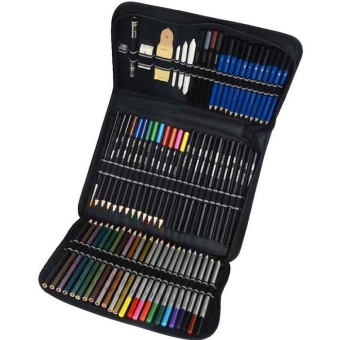 Gobesty Malette Dessin crayon aquarellable de 72 crayons de