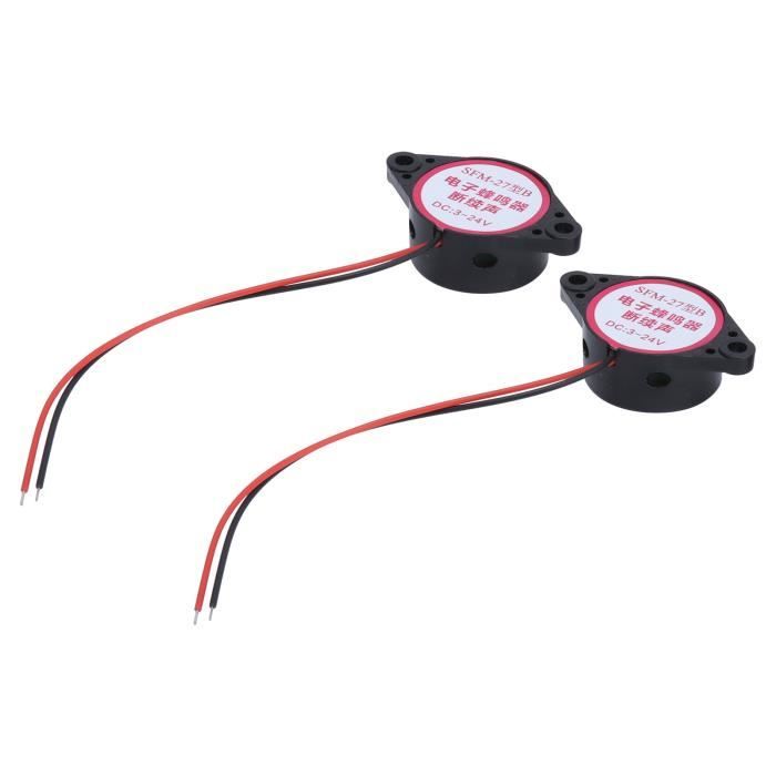 Buzzer Piézoélectrique Actif 12V DC - Alarme Sonore Continue, Fil De Connexion, Dimensions 29,5 X 24,5 Mm
