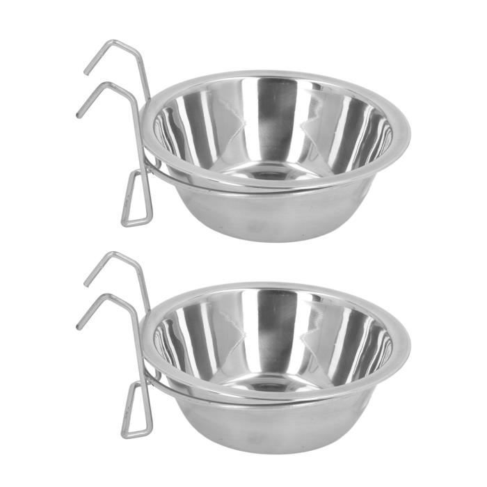 Comparer les prix de Cocosity 2PCS Cage Suspendue en Acier Inoxydable Grande Capacité Facile à Nettoyer Gamelle Chien pour Chenil
