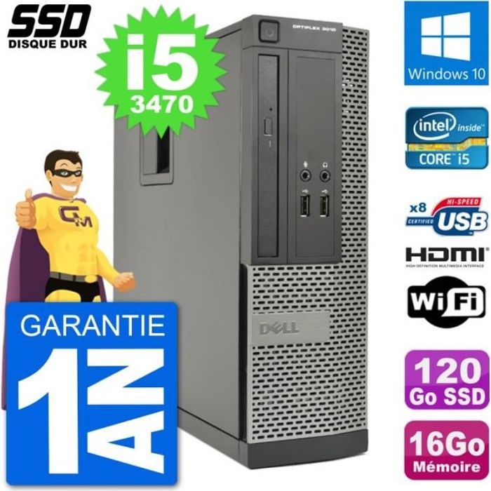 PC Dell Optiplex 7010 SFF Ecran 27 Intel I5-3470 RAM 16Go SSD 240Go W10 Wifi PC Dell Optiplex 7010 SFF Ecran 27 Intel I5-3470 RAM 16Go SSD 240Go W10 Wifi