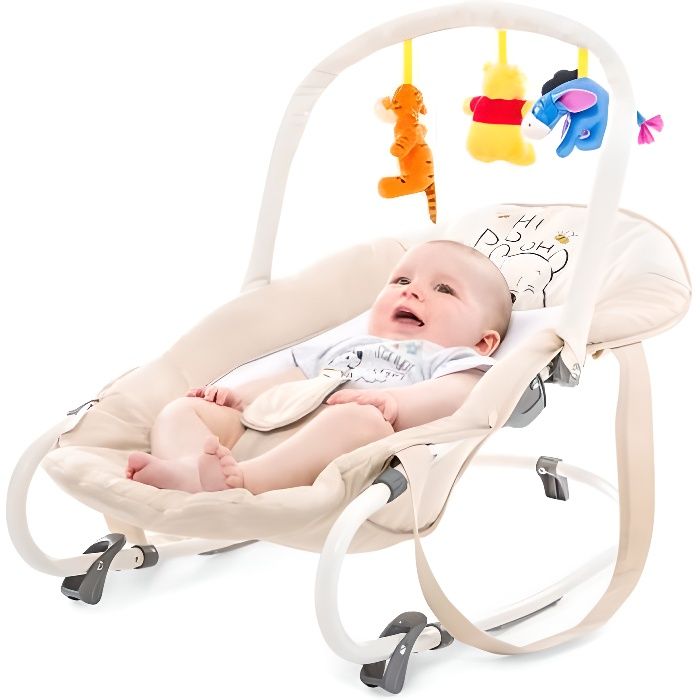 Transat bébé Bungee Deluxe - HAUCK - Winnie l'ourson - Avec arche jouet -  Musical - Beige