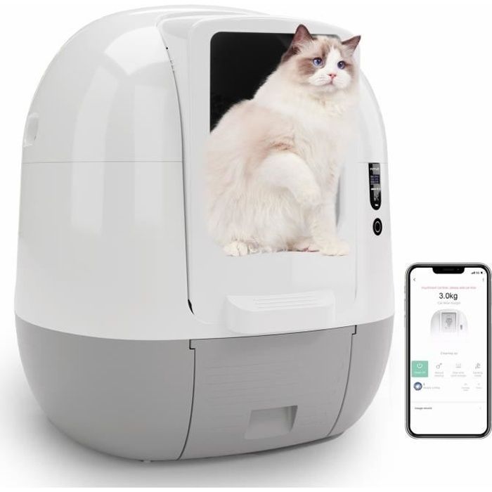 Lettiera Per Gatti ASEO Jumbo - Bianco/Beige, 67.5x48.5x28 Cm, Con Bordo Alto Rimovibile - Foto 2