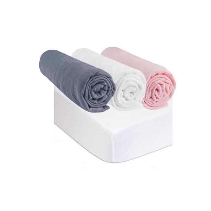 Kit pratique de linge de lit bebe : 3 draps housse 40x80 multicouleur + 2 alèses protèges matelas 40x80 berceau bebe 100% coton