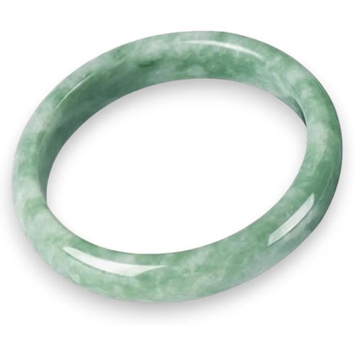 Bracelet Gourmette Jade Vert Pâle - Maillons Dorés Et Idéogrammes - Vintage