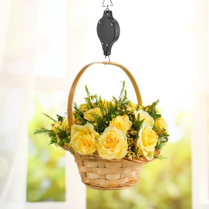 Lot De 2 Poulies Rétractables Pour Plantes - Jusqu'à 8 Kg - Crochet Ajustable 90 Cm - Balcon & Intérieur