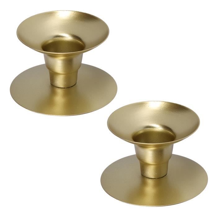 Bougeoirs Muraux Ronds Vintage Dorés | Lot De 2 Appliques Murales Pour Bougies Chandelles | Décoration Intérieur Salon Chambre | Métal, Diamètre 15 Cm