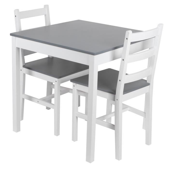 fdit chaise de salle à manger table à manger de cuisine en bois set table carrée avec 2 chaises pour meubles de cuisine( )