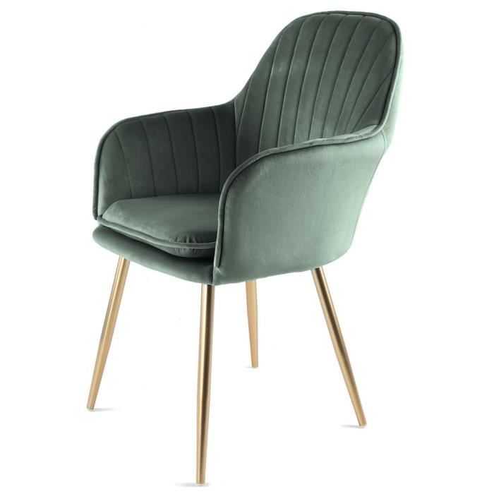 genesis muse chaise d'appoint en tissu velours avec pieds en métal - vert