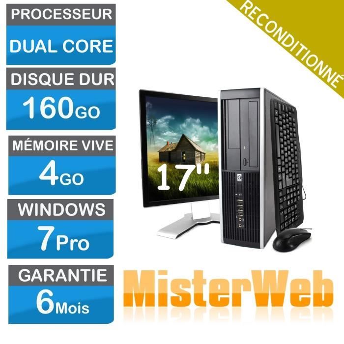 Top achat PC Portable PC complet HP Elite 6000 Pro SFF  160 Go HDD 4 go Ram Wifi avec écran17 pouces Windows7 clavier souris et câble inclus pas cher