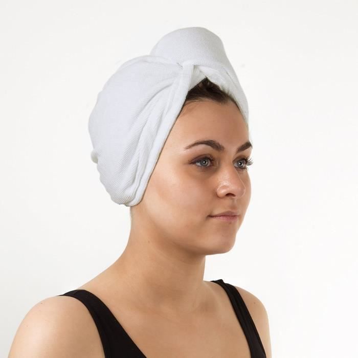 Turban De Séchage Cheveux Microfibre - Léger Et Absorbant - Vert Kaki