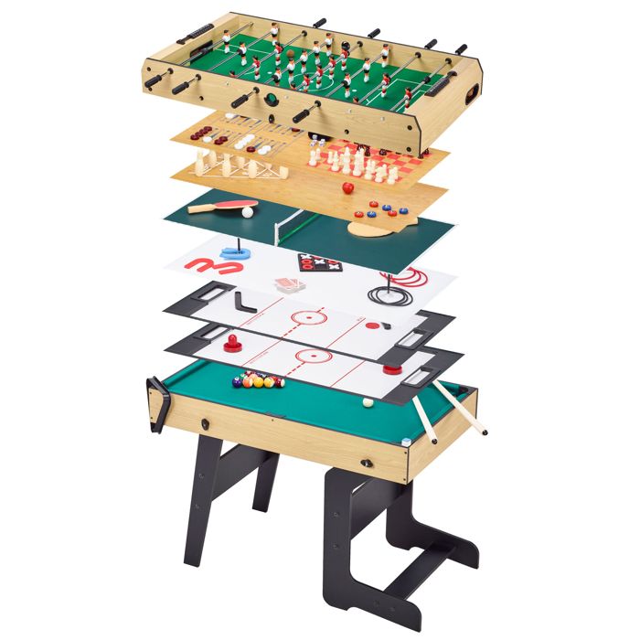 Babyfoot Kangui Table de jeux 10 en 1 Baby Foot Billard Ping Pong