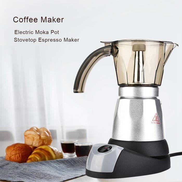 Pot Moka Électrique 220V 300 Ml – Cafetière Italienne Électrique Classique, Expresso Rapide Et Authentique, Compatible Lave-Vaisselle