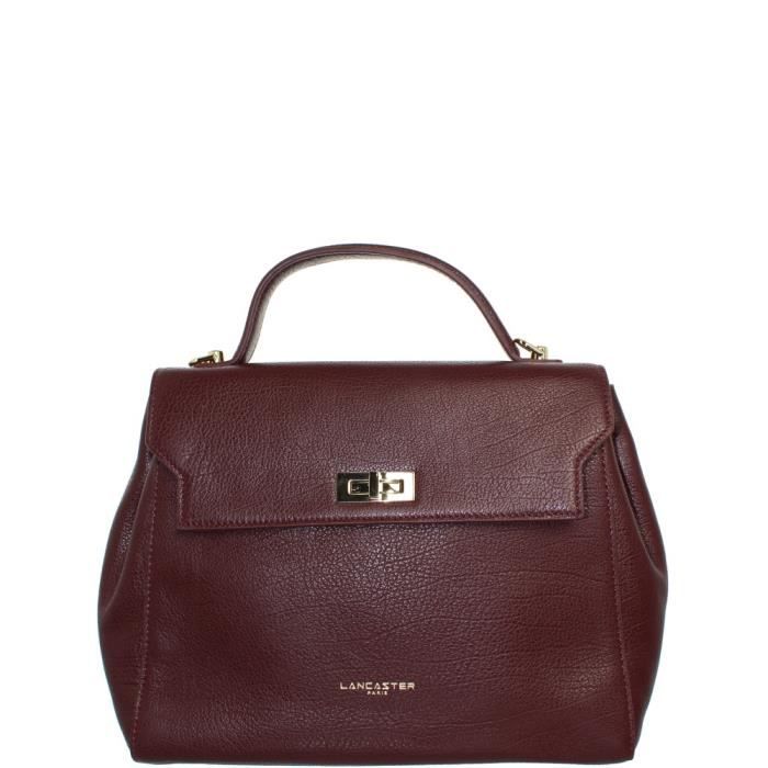 Sac a main Lancaster en cuir ref lan41862 bordeaux 32 24 10 Violet Rouge Cdiscount Bagagerie Maroquinerie