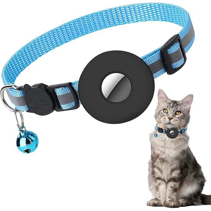 Collier pour chat Airtag, échappée de collier de chaton réfléchissant avec  porte-étiquette d'air et cloche pour les chiots de garçon de garçon de chat