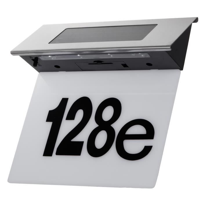 Lampe solaire à LED avec numéro de maison Maclean IP44 1W 60lm 6000K batterie rechargeable 600 mAh 2 5V DC 70mA MCE423