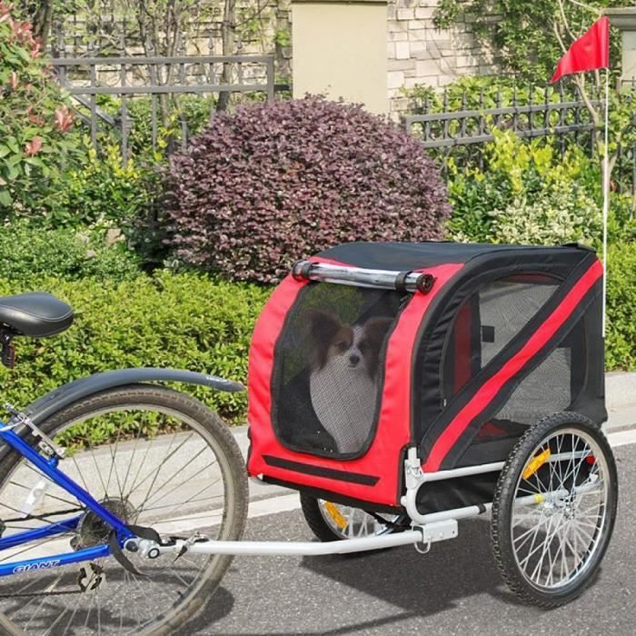 MENGDA Remorque vélo pour Chien Facile à installer Remorque vélo pour Animaux de Compagnie Cadre Pliable avec Roues de 48cm