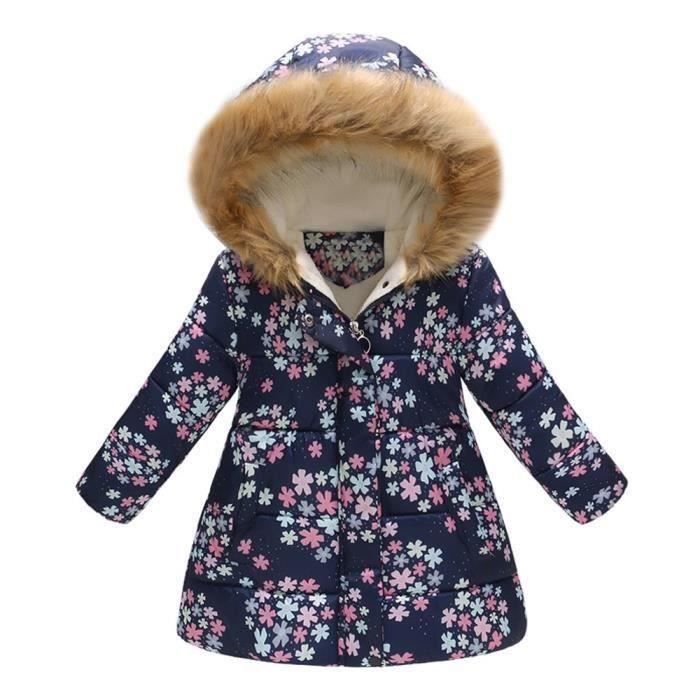 Manteau Enfant Fille Doudoune Hiver - Veste Chaude Capuche Matelassée Coupe-Vent