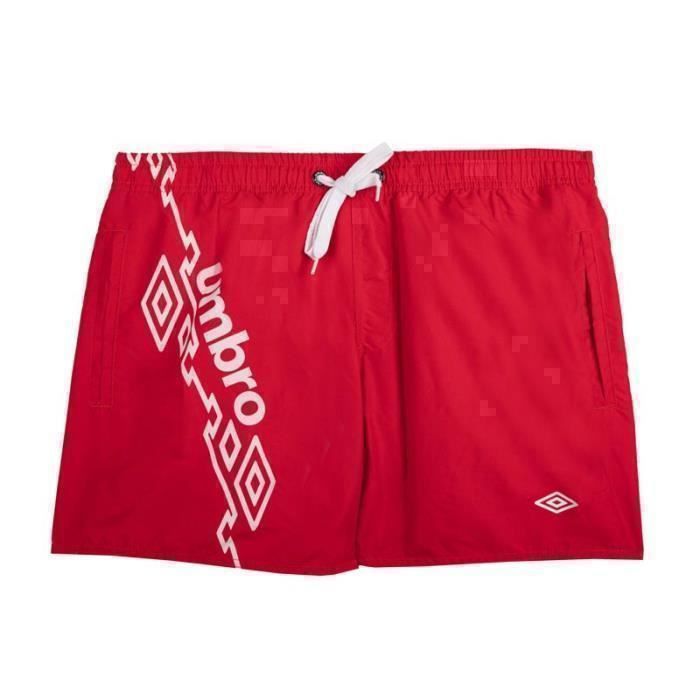 Short de bain bleu motifs graphiques et cordon blancs Homme UMBRO