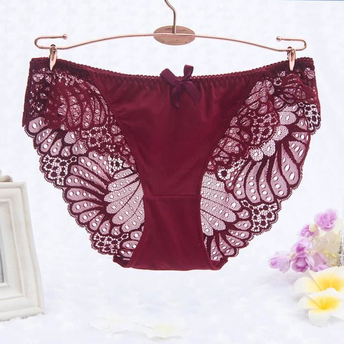 Vidacharmy String Dentelle Cœur - String Femme Sensuel Taille Unique (40-75kg) - Violet