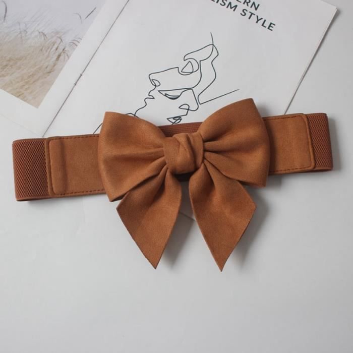 Ceinture Large Style Corset En Simili Daim - Nœud Décoratif, Taille Unique - Neuf