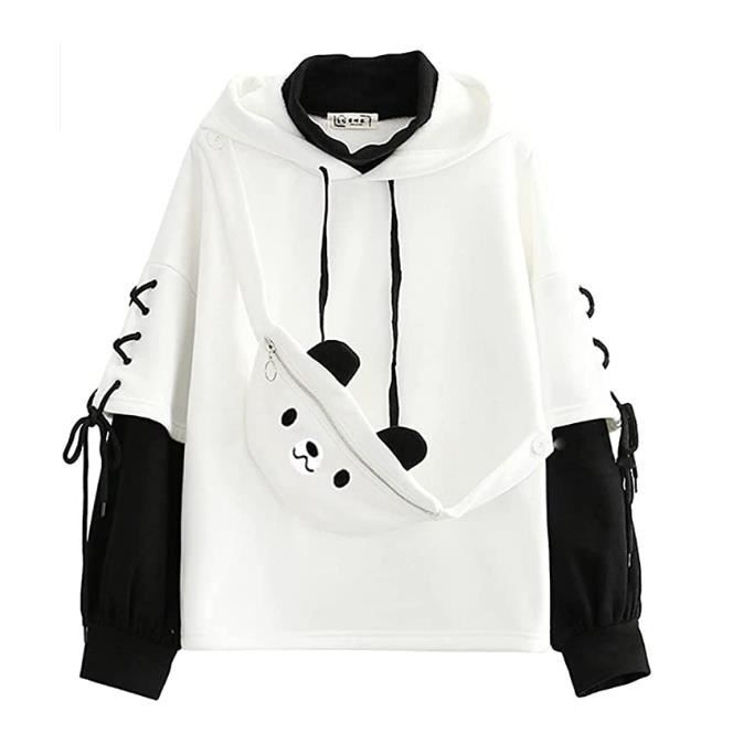 Fille ours Anime pull à capuche O cou pull filles japonais Kawaii vêtements  Harajuku hauts pulls Streetwear blanche - Cdiscount Prêt-à-Porter