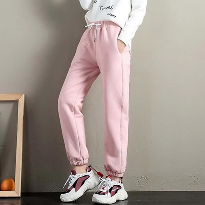 Pantalon Jogging Femme Large Polaire - Taille Élastique, Confortable, Poches, Pour Sport Et Loisirs Automne-Hiver