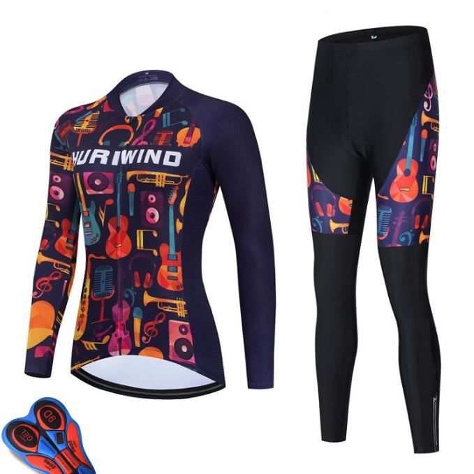 Assocauicy Tenue Cyclisme Homme Manches Longues + Cuissard 3D Gel – Ensemble Respirant Séchage Rapide
