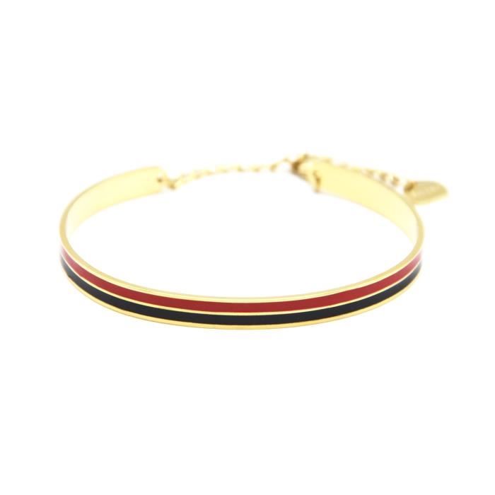 BC3142F Bracelet Jonc Fin Acier Doré avec Bande Email Rouge