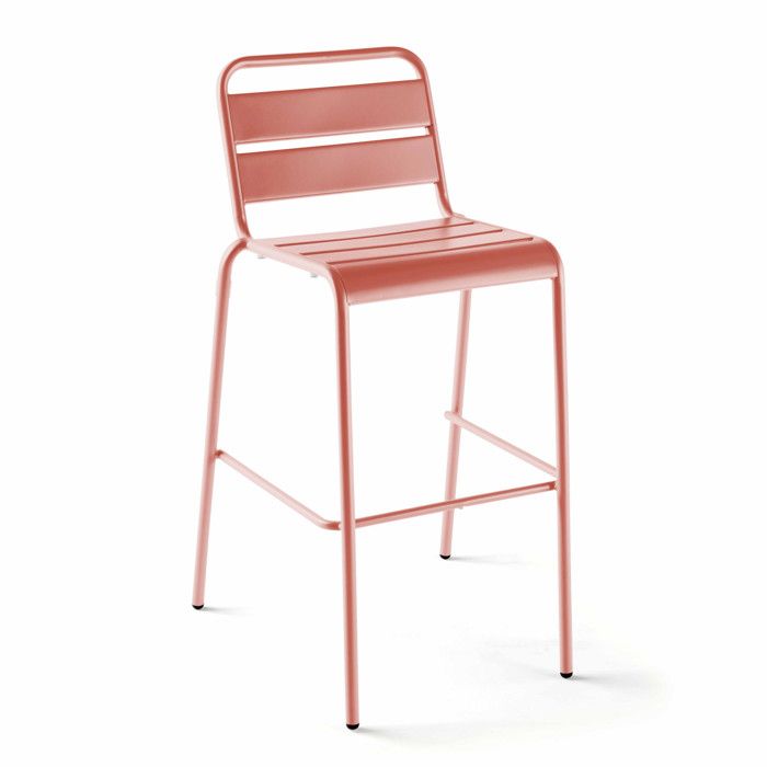 Chaise haute de jardin en métal argile Palavas Oviala