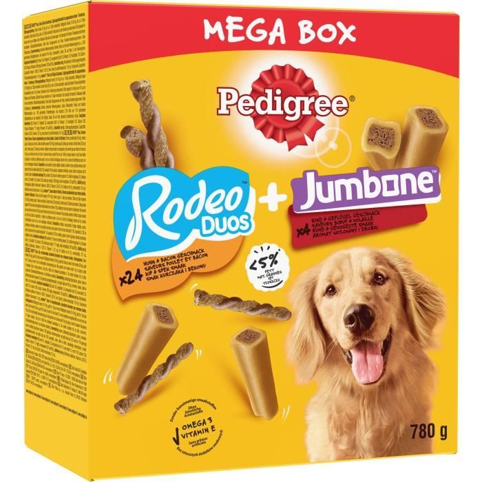 PEDIGREE Mega box mix récompenses rodeo et jumbone - Pour chien - 780 g