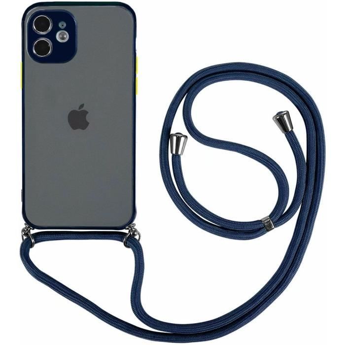 Coque Bandoulière Réglable Pour iPhone 12 (6.1") Bleu Marine Semi