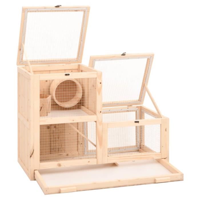 Meilleurs prix pour Cage à hamster 81x40x60 cm bois massif de sapin - SALUTUYA - BD2399