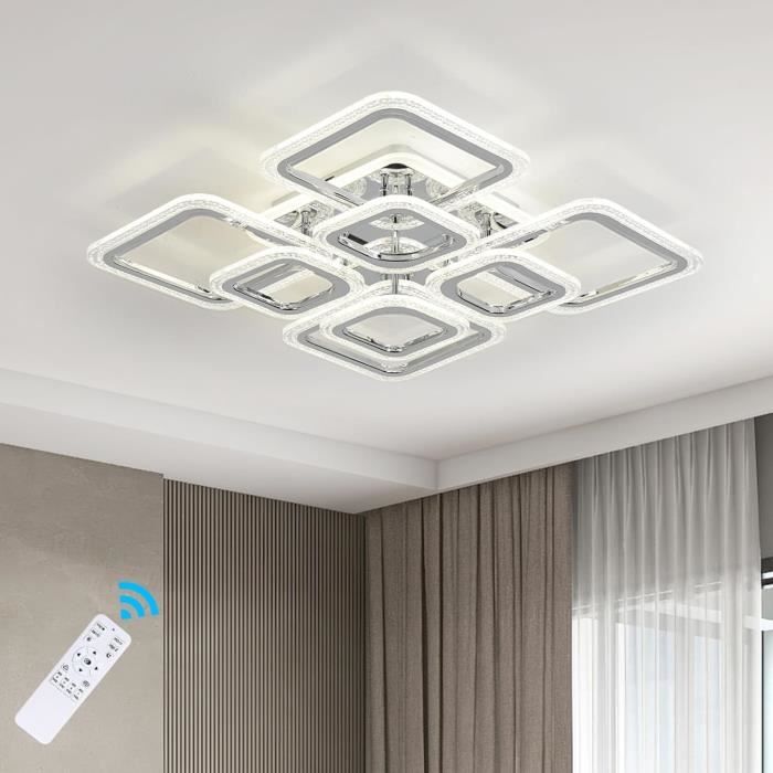 Plafonnier LED Moderne Diossad - 80x45x9 Cm, Blanc, Variateur, Télécommande
