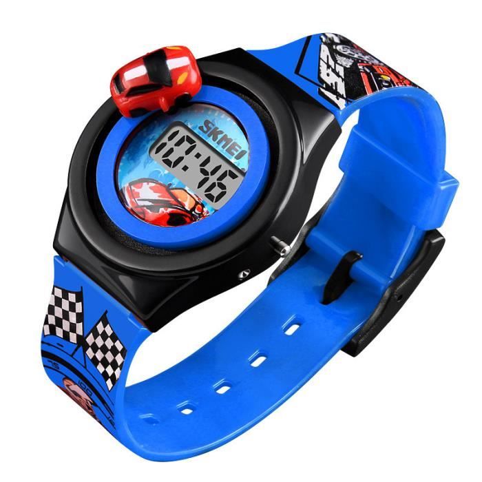 Montre enfant garcon fille Voiture de course sport Jouet bleu