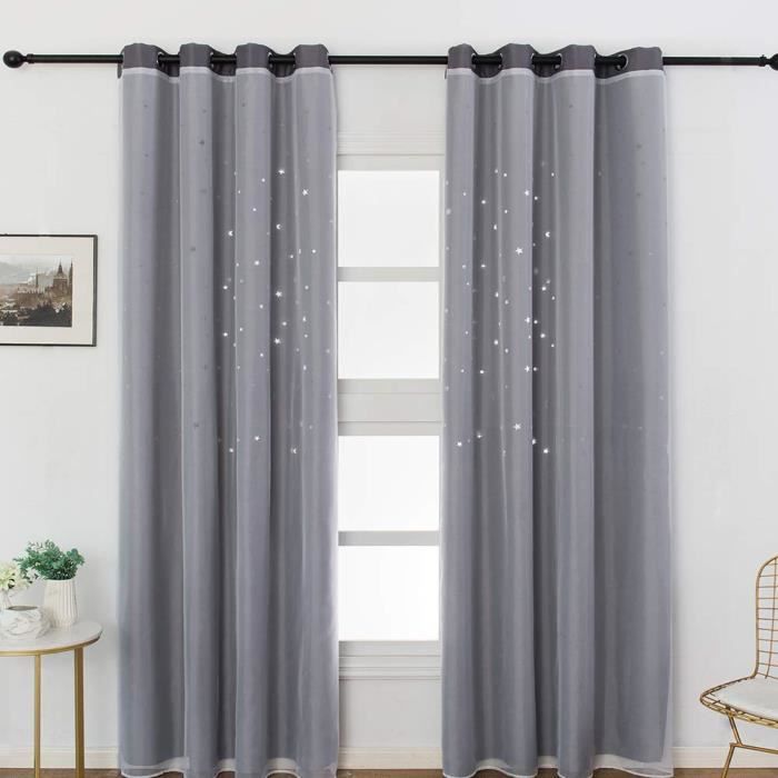 Rideaux Etoile Pour Enfants Oeillets Bloquant La Lumiere Rose Bebe Fenetre Etoile Rideau Pour Chambre De Fille Super Cdiscount Maison
