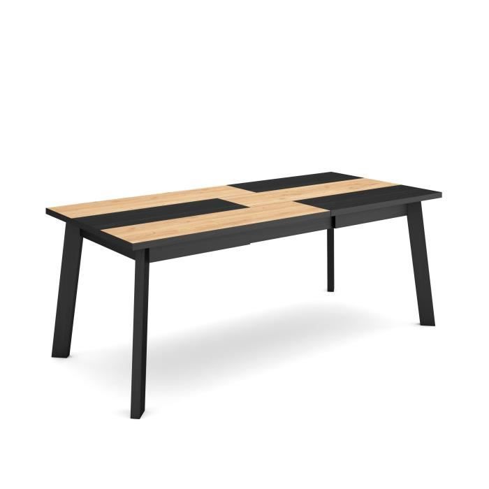 Table à manger 200 Pour 10 personnes Pieds en bois Chêne et noir RF2911 Table à manger 200 Pour 10 personnes Pieds en bois Chêne et noir RF2911