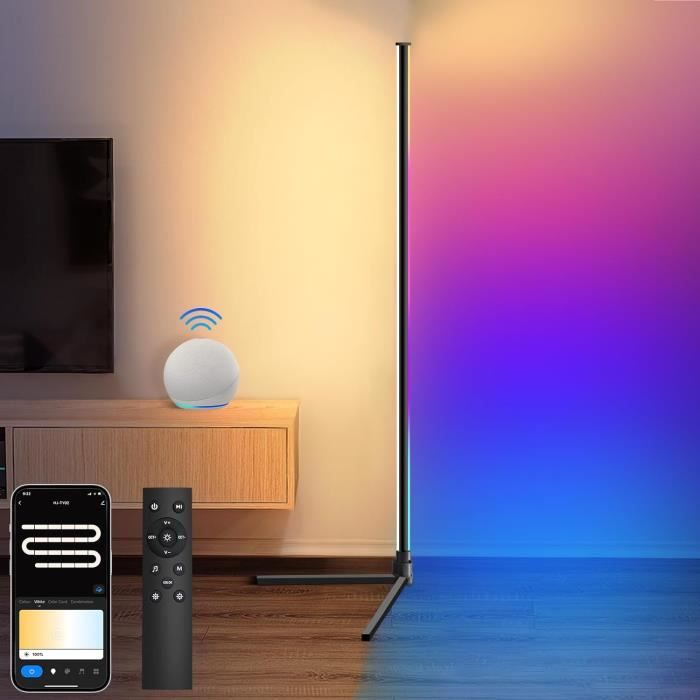 Lampadaire LED RGB D'Angle - 165cm Avec App & Télécommande | Sync Musique & 16M De Couleurs