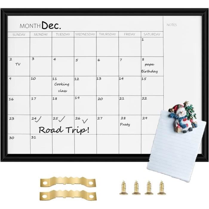 Tableau Blanc Magnétique 30x40 Cm Avec Cadre En Bois Brun - Effaçable à Sec, Pour Bureau, École Ou Maison - 3