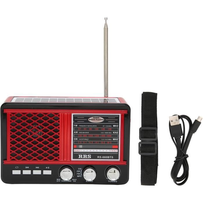 Radio Solaire Portable D'Urgence - Manivelle, 2000mAh, Lampe LED, AM/FM, Charge Téléphone - Idéal Camping & Coupure