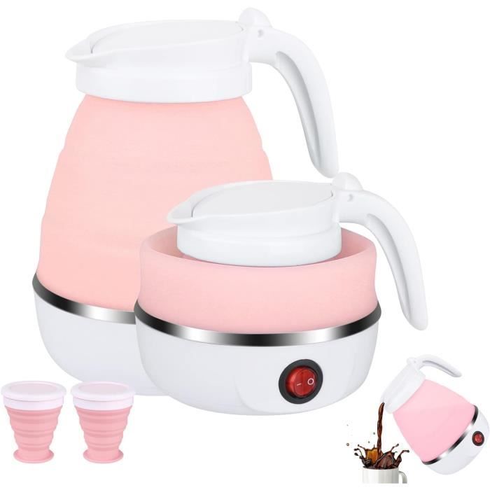 Bouilloire Électrique Pliable 600ml Portable - Mini Kettle Silicone Pour Voyage Et Camping (Blanc)