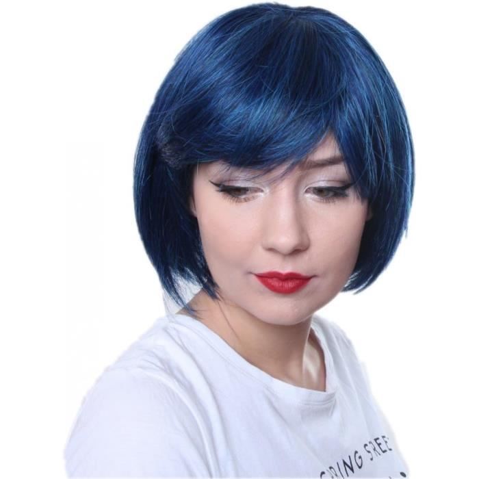Perruque Courte Rousse Orange Avec Frange - Coupe Carré 30cm Synthétique - Bonnet Inclus - Neuf
