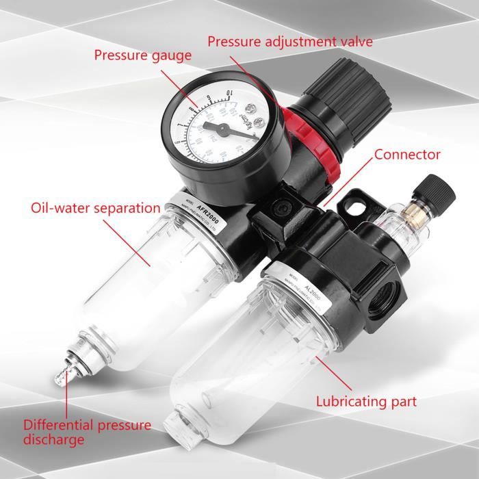 Filtre En Ligne Pour Compresseur 1/4" - Séparateur Eau/huile Et Régulateur - Marque AOMINOHOMA
