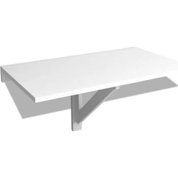 Table murale rabattable - VIDAXL - 100 x 60 cm - Blanc - Capacité 50 kg - Pliable