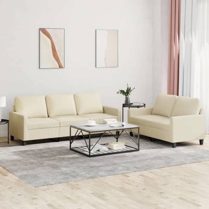 vidaXL Ensemble de Canapés avec Coussins 2 pcs Canapés avec Accoudoirs et Dossier Ensemble de Meubles Mobilier de Salon 3201419