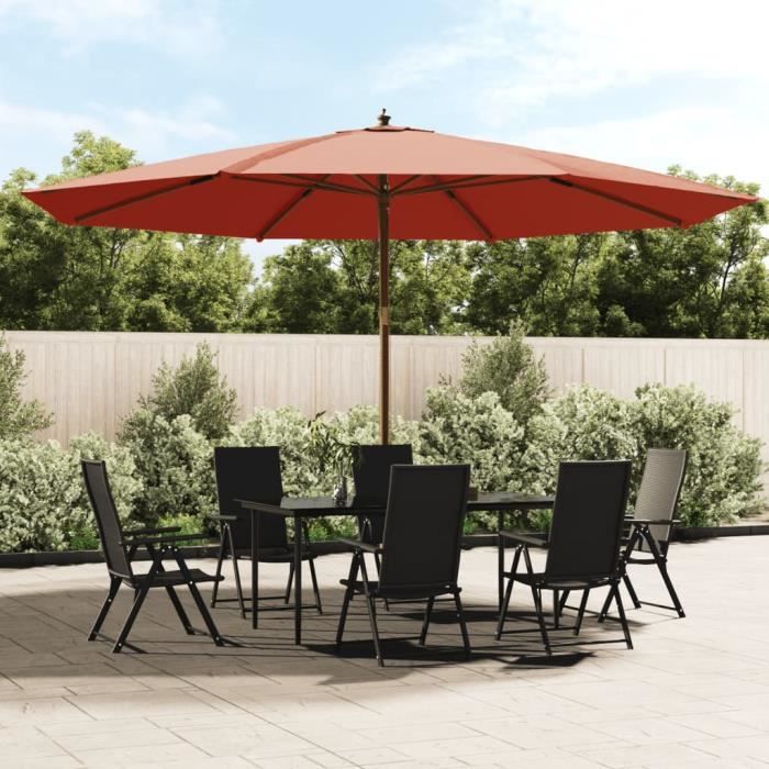 vidaXL Parasol avec Mât en Bois Terracotta - vue 2